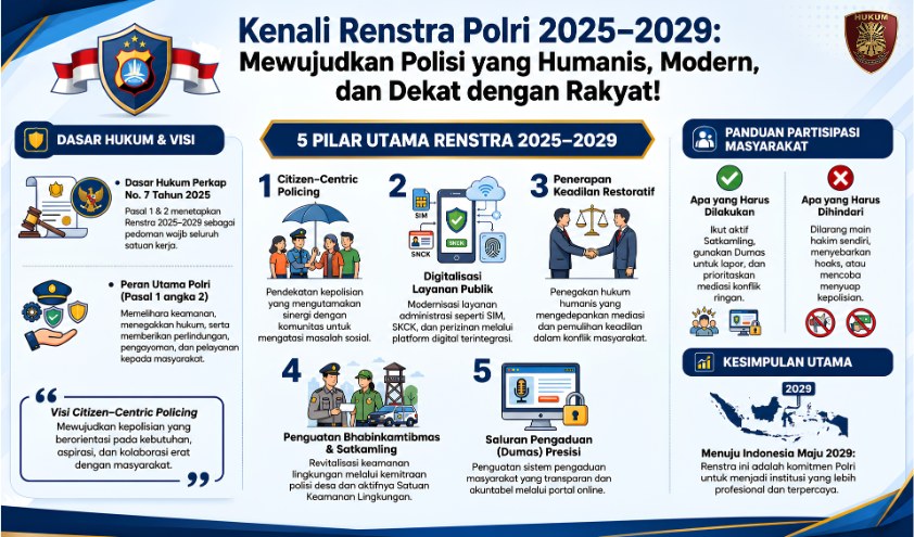 Infografik Renstra Polri 2025-2029 dan penguatan tata kelola kepolisian